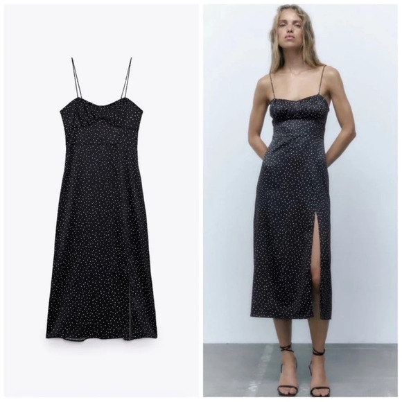 NWT Zara dotted Satin effect corset dress Size Large - Picture 5 of 9